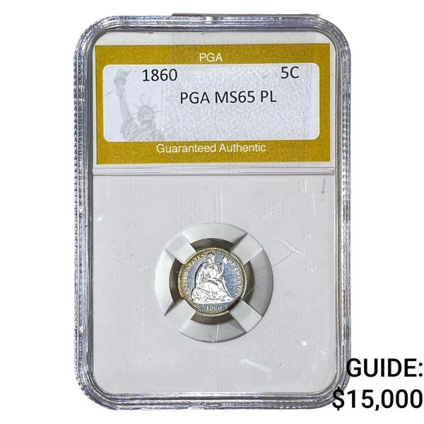 1860 Seated Liberty Half Dime PGA MS65 PL
