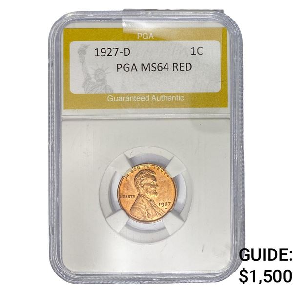 1927-D Wheat Cent PGA MS64 RED