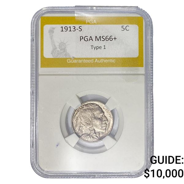 1913-S Buffalo Nickel PGA MS66+ Type 1