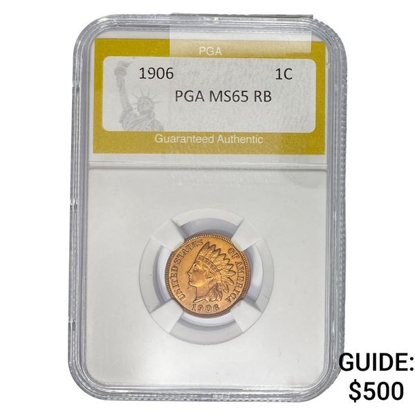 1906 Indian Head Cent PGA MS65 RB