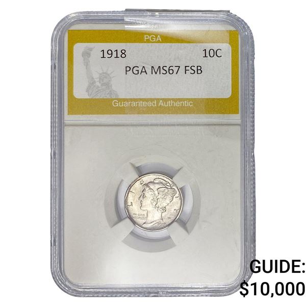 1918 Mercury Silver Dime PGA MS67 FSB