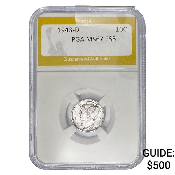 1943-D Mercury Silver Dime PGA MS67 FSB