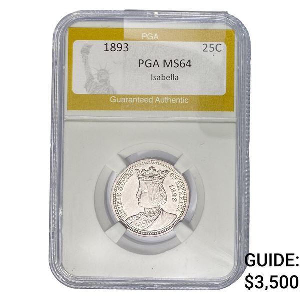 1893 Isabella Silver Quarter PGA MS64