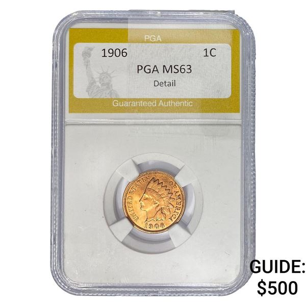 1906 Indian Head Cent PGA MS63 Detail