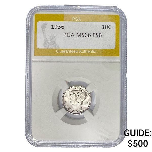 1936 Mercury Silver Dime PGA MS66 FSB