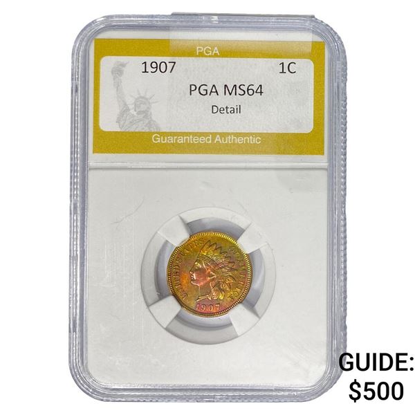 1907 Indian Head Cent PGA MS64 Detail