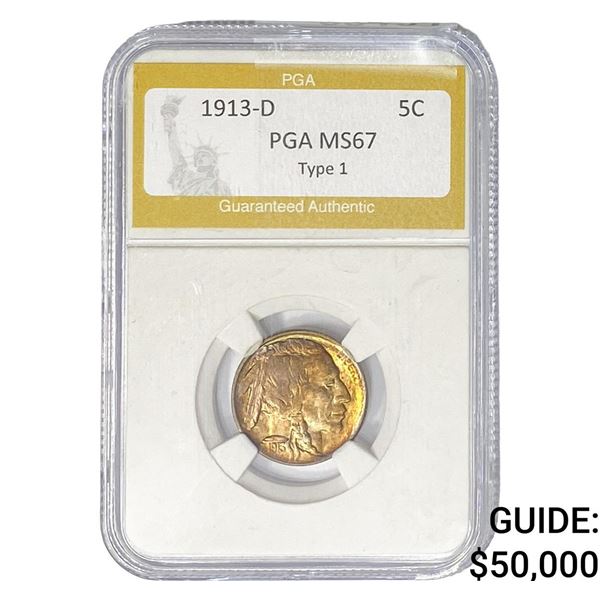 1913-D Buffalo Nickel PGA MS67 Type 1