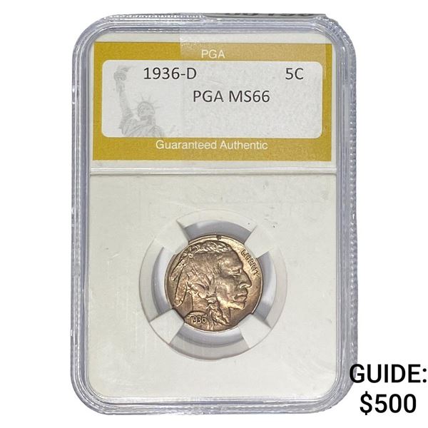 1936-D Buffalo Nickel PGA MS66