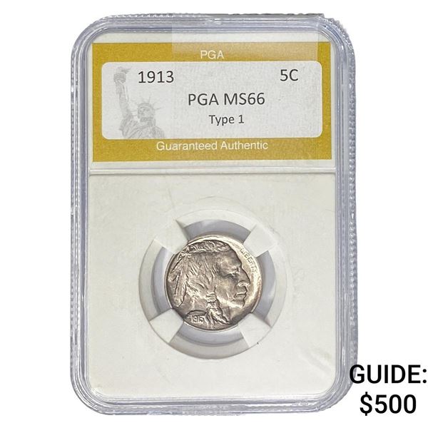 1913 Buffalo Nickel PGA MS66 Type 1