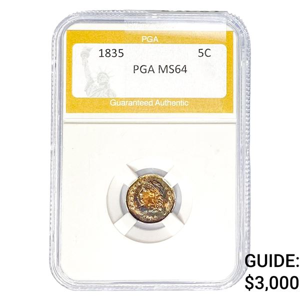 1835 Capped Bust Half Dime PGA MS64