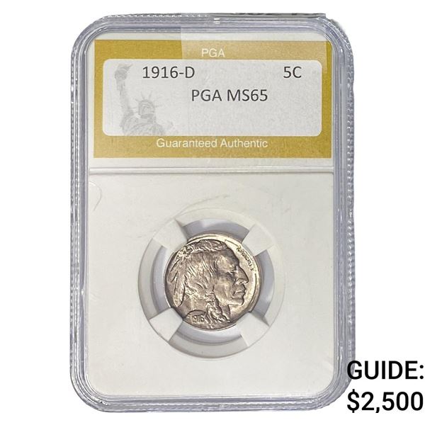 1916-D Buffalo Nickel PGA MS65