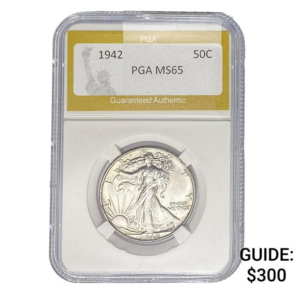 1942 Walking Liberty Half Dollar PGA MS65