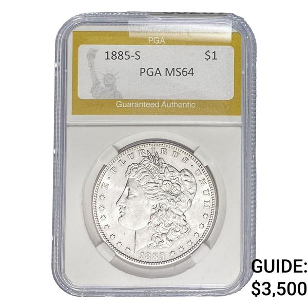 1885-S Morgan Silver Dollar PGA MS64