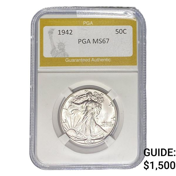 1942 Walking Liberty Half Dollar PGA MS67