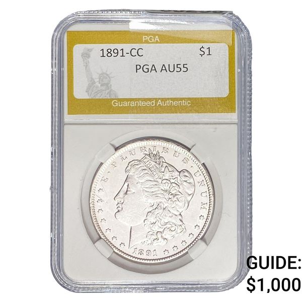 1891-CC Morgan Silver Dollar PGA AU55