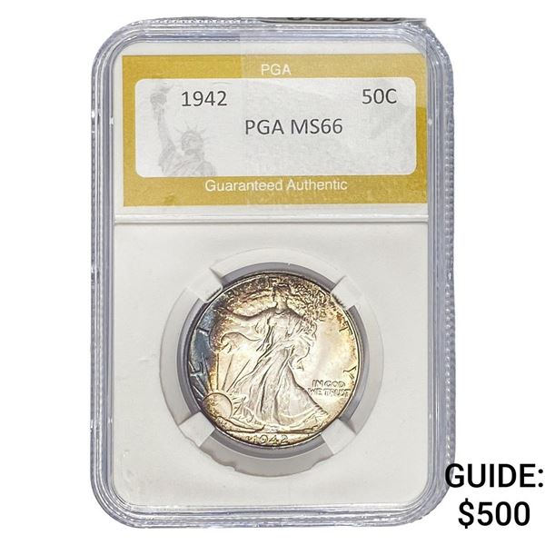 1942 Walking Liberty Half Dollar PGA MS66