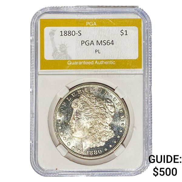 1880-S Morgan Silver Dollar PGA MS64 PL