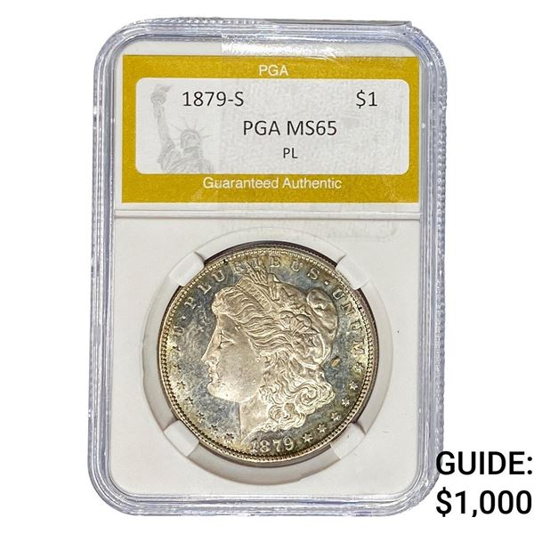 1879-S Morgan Silver Dollar PGA MS65 PL