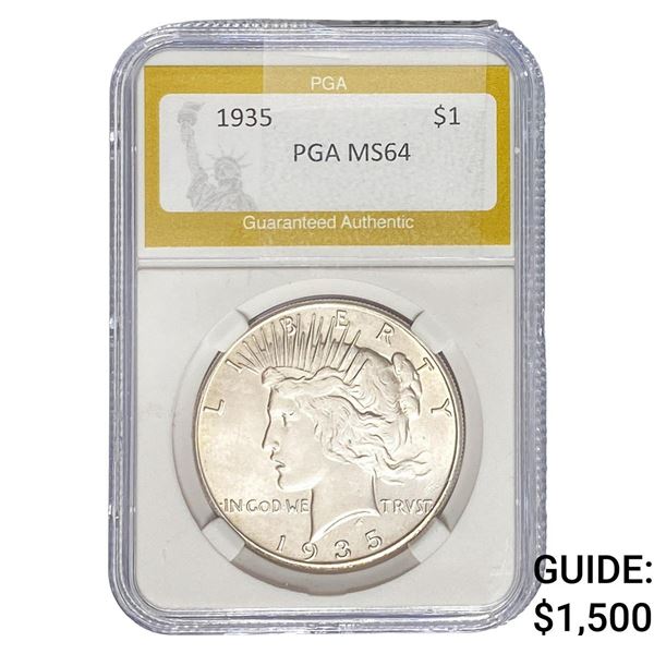 1935 Silver Peace Dollar PGA MS64