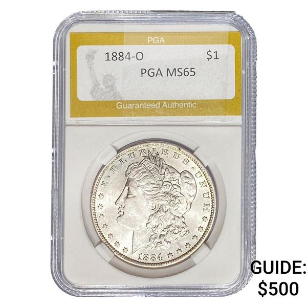 1884-O Morgan Silver Dollar PGA MS65