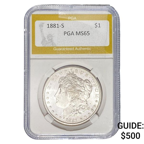 1881-S Morgan Silver Dollar PGA MS65