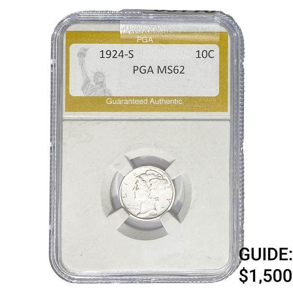 1924-S Mercury Silver Dime PGA MS62