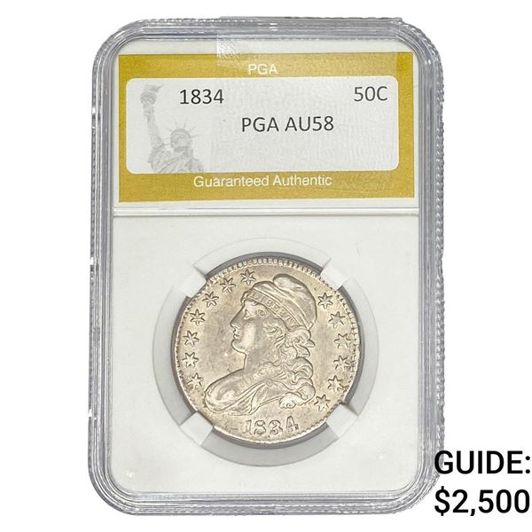 1834 Capped Bust Half Dollar PGA AU58