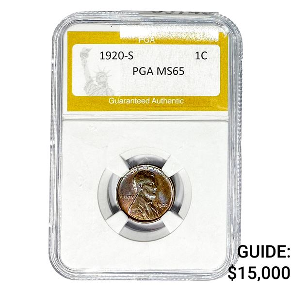 1920-S Wheat Cent PGA MS65