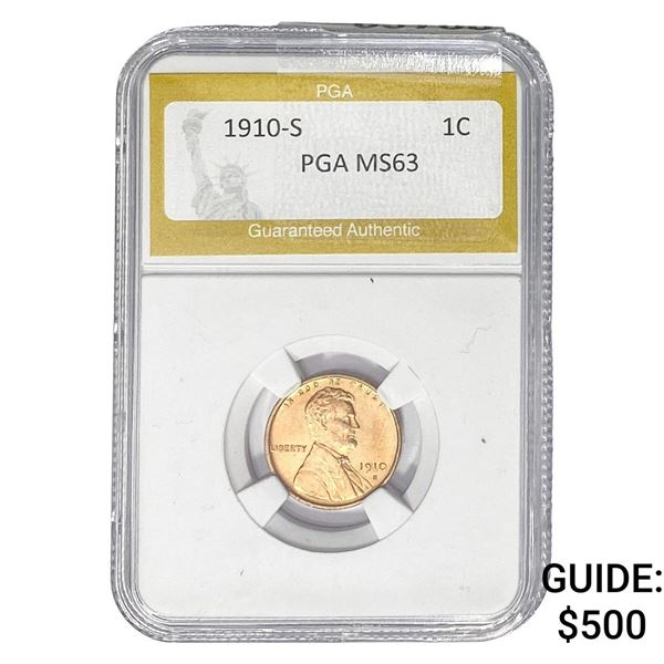 1910-S Wheat Cent PGA MS63