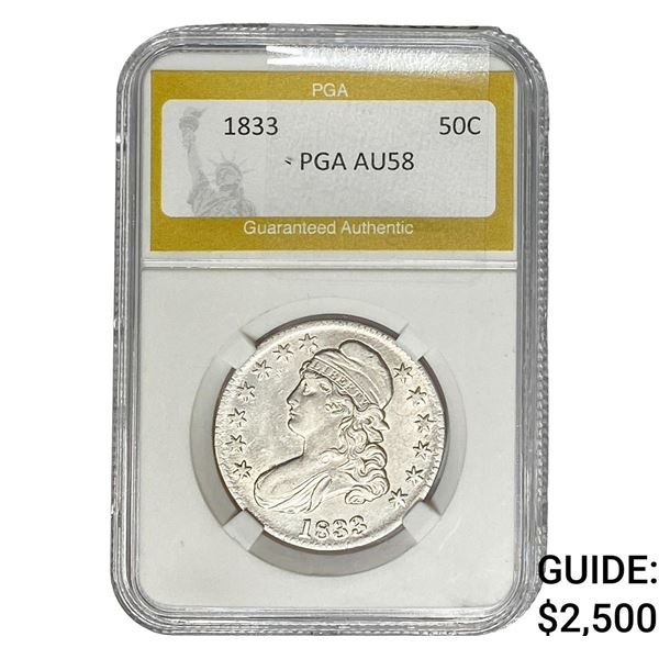 1833 Capped Bust Half Dollar PGA AU58