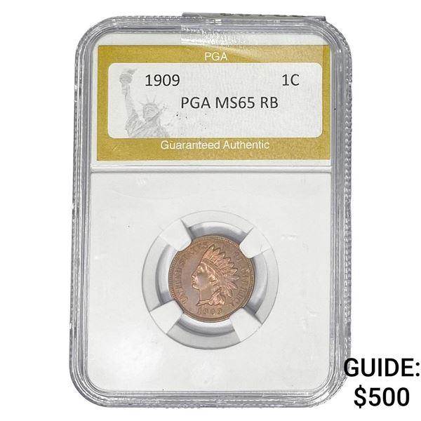 1909 Indian Head Cent PGA MS65 RB
