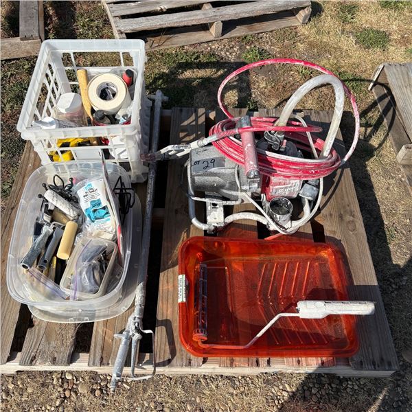LOT OF PAINTING TOOLS AND SUPPLIES