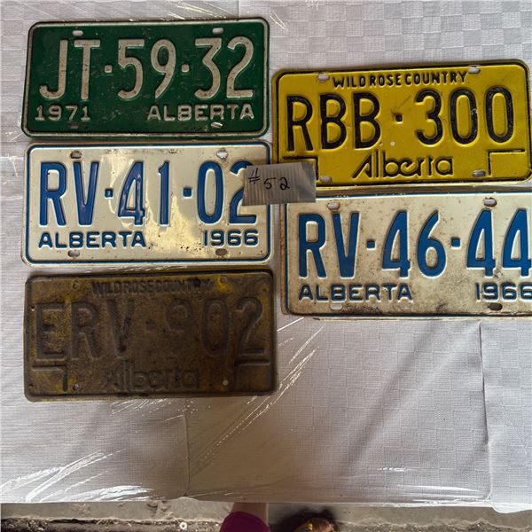 LOT OF 5 VINTAGE LICENSE PLATES