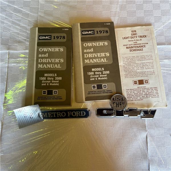 LOT OF VINTAGE CAR MANUALS AND DECALS