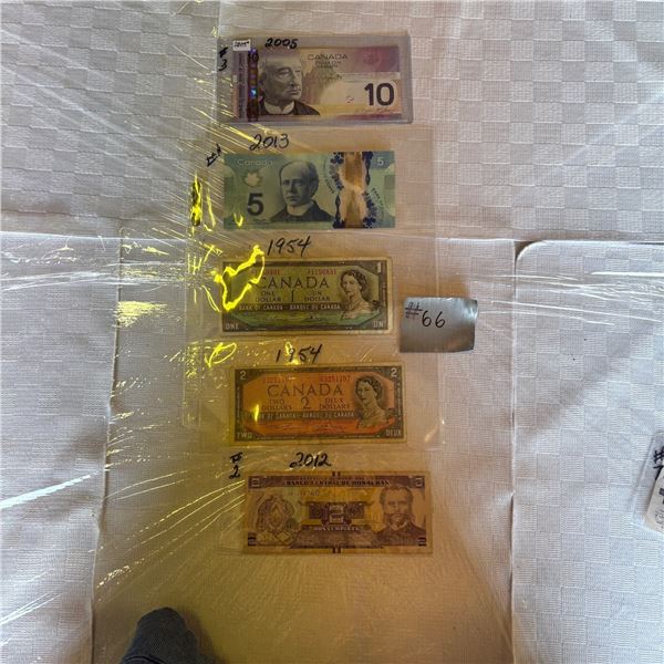 LOT 66 CANADIAN MONEY - PAPER BILLS