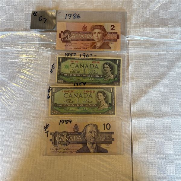 LOT 67 CANADIAN MONEY - PAPER BILLS