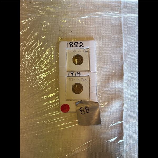 LOT 88 - TWO CANADIAN PENNIES