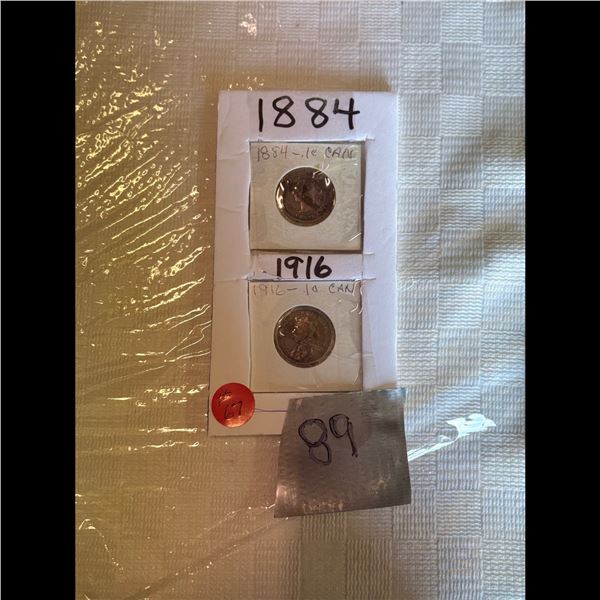 LOT 89 - TWO CANADIAN PENNIES