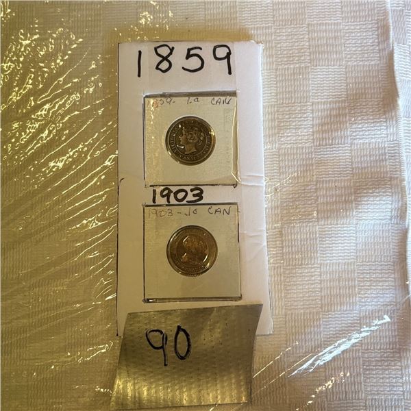 LOT 90 - TWO CANADIAN PENNIES