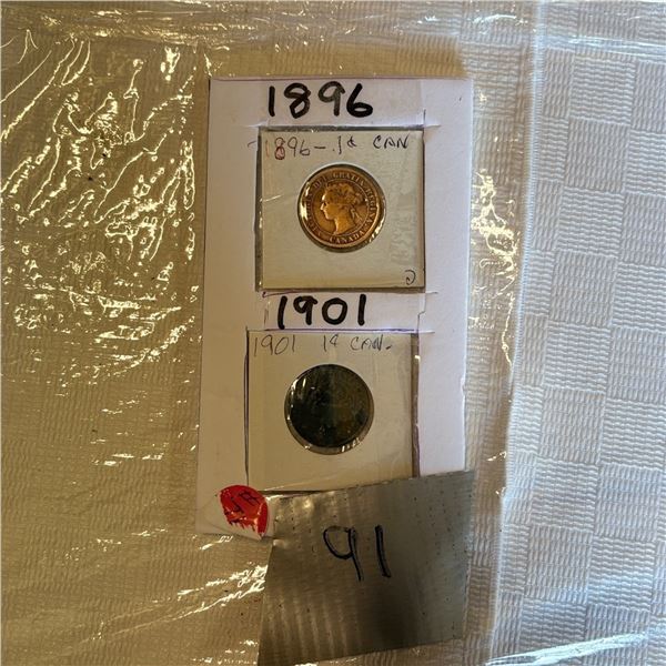 LOT 91 - TWO CANADIAN PENNIES