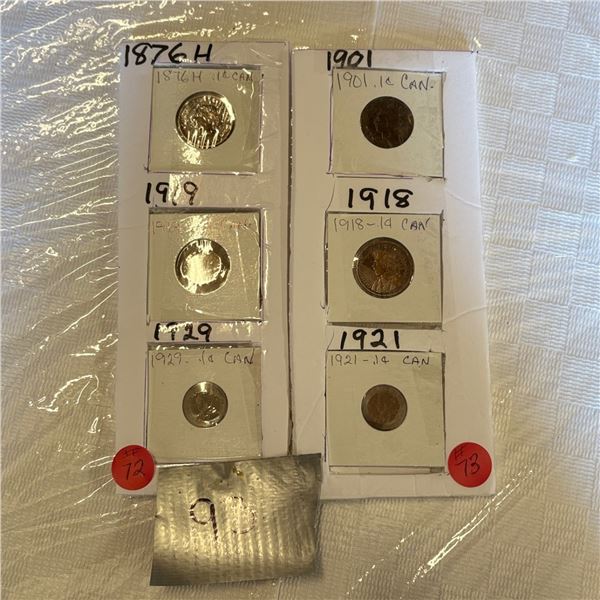 LOT 93 - SIX CANADIAN PENNIES