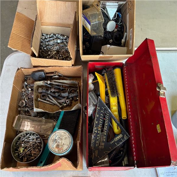 MISCELLANEOUS FASTENERS WITH TOOL BOX AND RANDOM TOOLS