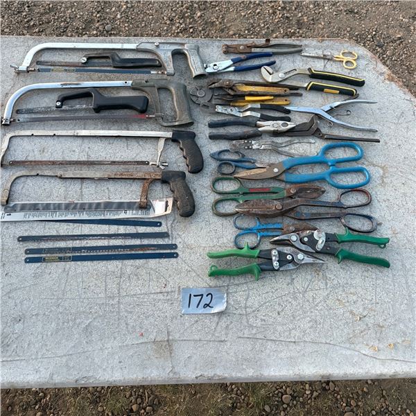 TIN SNIPS, PLIERS, HACK SAWS