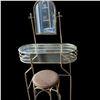 Image 1 : GLASS AND BRASS VANITY WITH STOOL