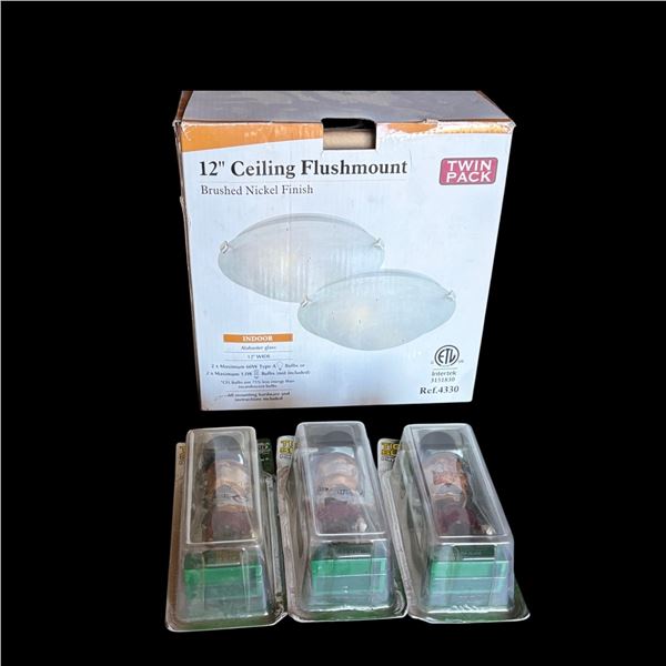 TIGER WOODS BOBBLE HEADS AND 12 inch CEILING LIGHT FLUSH MOUNT