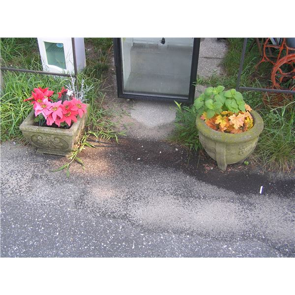 Pair of antique cement flower pots circa 1930s