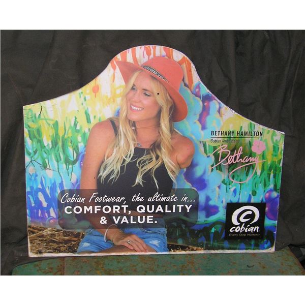 Cobian foot wear sign featuring Bethany Hamilton