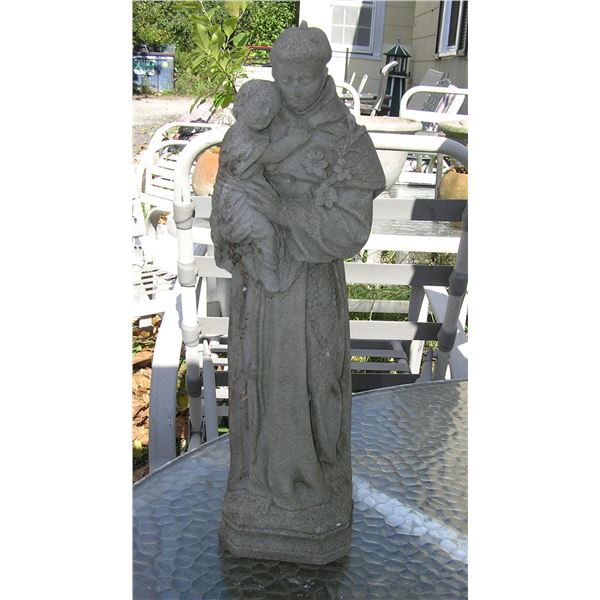 Joseph and baby Jesus cement garden figure