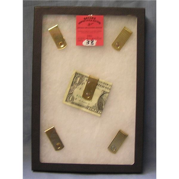 Collection of vintage gold plated money clips