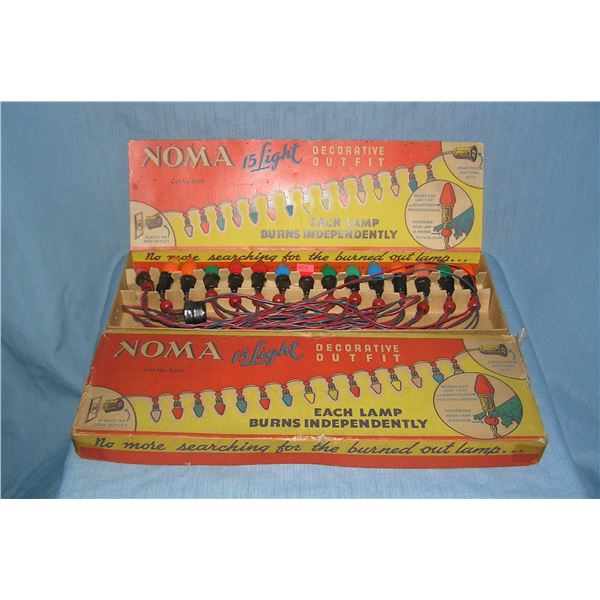 Box of antique Noma electric Christmas lights